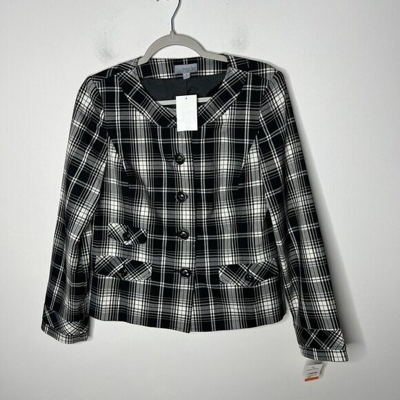 Amber Sun Blazer Womens Small Plaid Button Up Preppy Academia - Picture 3 of 11